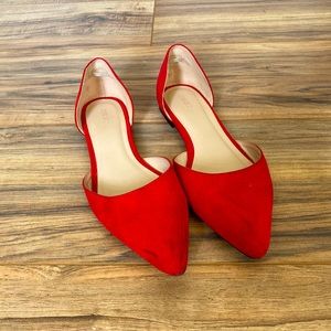 Forever 21 Red Faux Suede Flats Shoes 7.5